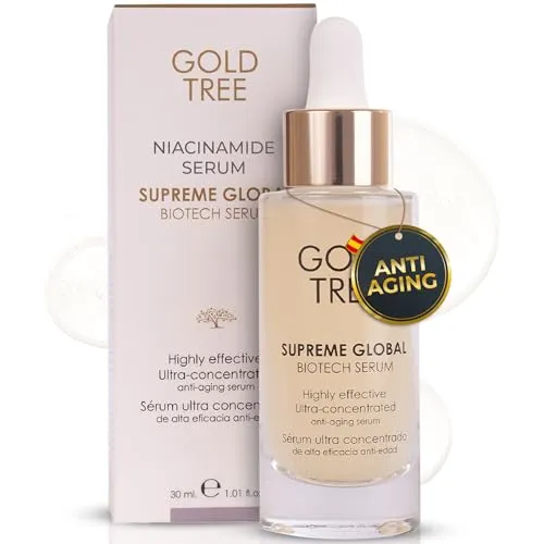 GOLD TREE HyaluronSerum 30ml. Anti-Aging-Serum Bio & Vegan. Gesichtspflege Gegen Falten für Frauen. Straffendes Gesichtsserum für Frauen. Niacinamide-Serum. Hautreparierende. Nicht an Tieren Getestet