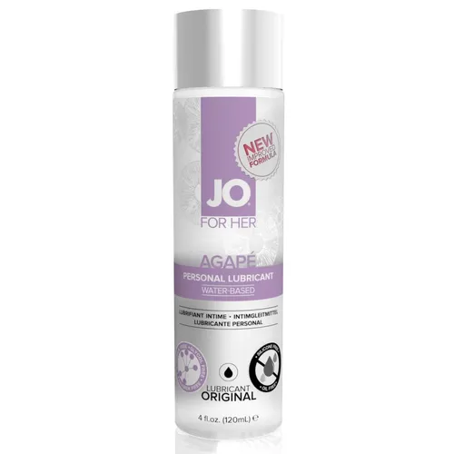 System JO For Her Agape Lubricant 120 ml - Sensitives Gleitgel ohne Glycerin - Gleitmittel für Frauen, ideal für empfindliche Haut. Wasserbasiert, kondomsicher und leicht abwaschbar – für sorglosen Genuss ohne Rückstände.