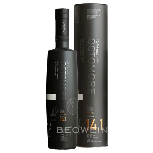 Octomore EDITION: 13.3 Super Heavily Peated Islay Barley 2022 - Exklusiver Islay Single Malt Whisky mit 61,1% Vol., 129,3 ppm Phenolgehalt und reift in hochwertigen Fässern. Geliefert in edler Tinbox – ein Muss für Whisky-Liebhaber und Sammler!