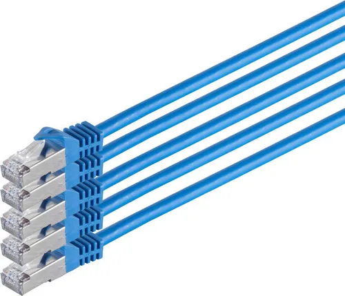 RJ45 Patchkabel m. CAT 7 Rohkabel PIMF blau 0,25m