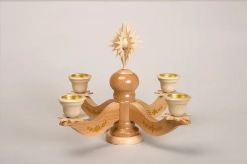 Rudolphs Schatzkiste Adventsleuchter mit Stern Natur HxLxB 30x30x30cm NEU Tischdekoration Kerzenleuchter Leuchter Wachskerze Kirche Holz Weihnachten Seiffen Erzgebirge