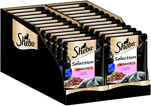 Sheba Katzennassfutter Selection in Sauce, 24 Portionsbeutel, 24x85g – Katzenfutter nass, mit Lachs (MSC zertifiziert)