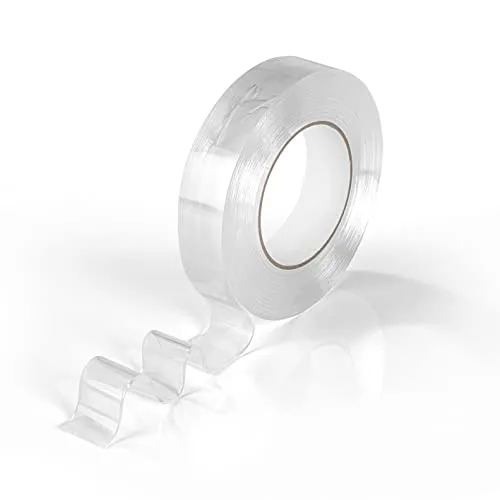 EASYmaxx Doppelseitiges Klebeband transparent 5M | abwaschbar, wiederverwendbar, rückstandslos zu entfernen | für Teppiche, Wandbilder, Fotos, Bilderrahmen, Deko u.v.m