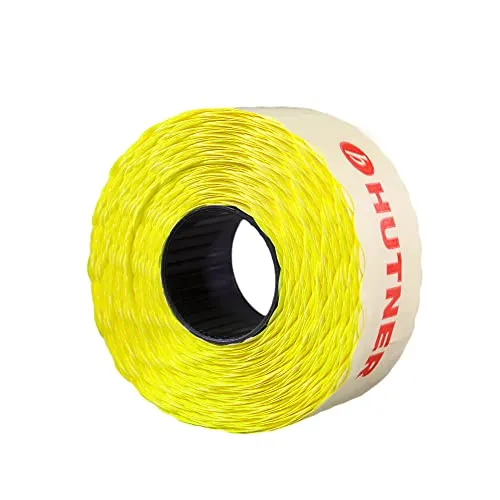 Rollen Preisetiketten 26x12 leucht-gelb ablösbar | 15.000 Etiketten | Preisauszeichner Etiketten | Auszeichner Etiketten | HUTNER 10