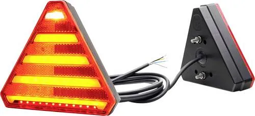 WAS Anhänger-Rückleuchte mit Offenen Kabelenden - LED Dreieck-Rückleuchte 1623 L/P für die rechte Seite, 12-24 V, wasserdicht und langlebig. Ideal für Anhänger und Nutzfahrzeuge mit 5 Funktionen und 2m Kabel.