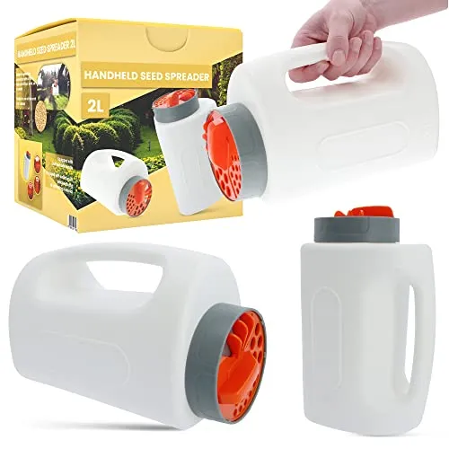 Garten Handsämaschine für Rasensamen 2L Dünger Universal-Streuer Universal Gartensämaschine Samenschieber Mini Verstellbare Löcher Langlebiges Leichtes Gartengerät