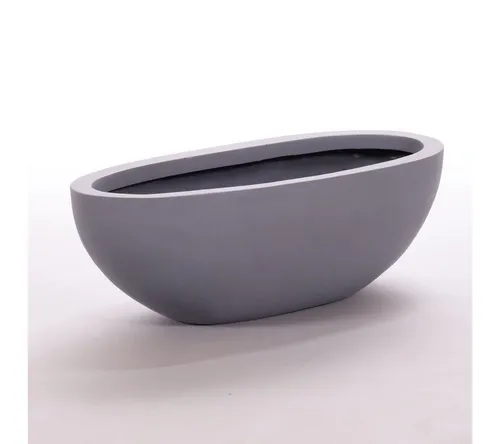 Elegant Einrichten Pflanzkübel Elegant Einrichten Pflanzkübel Fiberglas Oval 51x23xH18cm Grau (1 St)