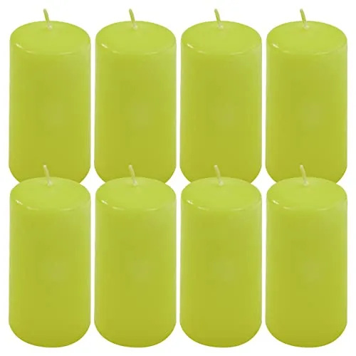 Stumpenkerze Höhe 10 cm Ø 5 cm lange Brenndauer Rund-Kerze Säulenkerzen Kerzen-Deko Tafelkerzen Weihnachts-Kerzen Hochzeits-Deko (hellgrün, 8)