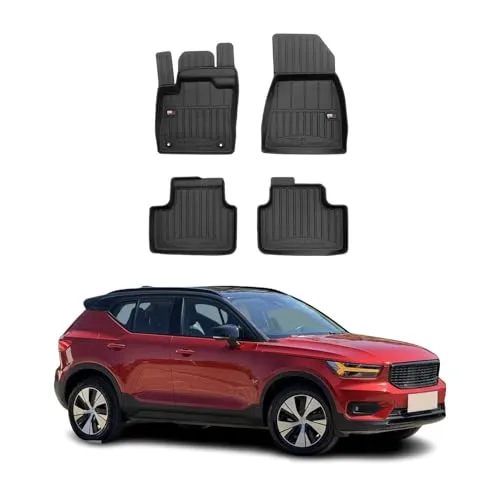 OMAC Auto-Fußmatten für Volvo XC40 2020-2025 Recharge – TPE Schwarz - Premium TPE-Automatten für Volvo XC40, geruchlos mit Vanilleduft, wasserdicht und umweltfreundlich. Hoher Kantenschutz und Anti-Rutsch-Technologie für ultimativen Allwetterschutz.