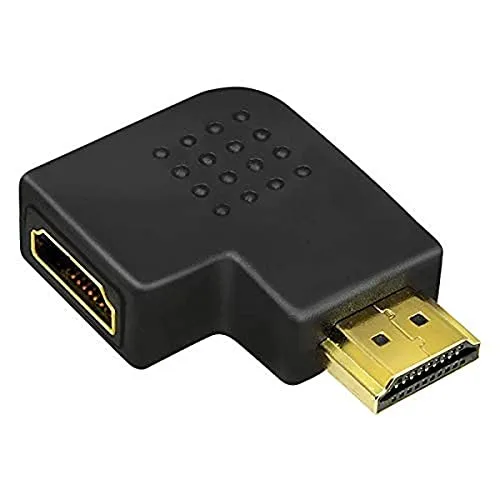 LogiLink AH0008 HDMI High Speed Adapter, 90 Grad flach gewinkelt und mit vergoldeten Kontakten, Ideal für Full HD, Stecker auf Buchse schwarz