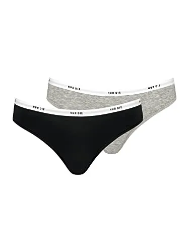 Nur Die Soft Slip 2er Pack aus Baumwolle Mehrfarbig sportlich Damen, Graumelange/schwarz, M