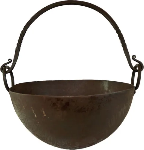 Ulfberth Runder Lagertopf aus Stahl - Gulaschkessel für das Mittelalter Lagerleben - Außenküchen: Robuster Lagertopf aus 1,6mm Stahlblech mit 7,5 Litern Füllvolumen, ideal für mittelalterliche Kochabenteuer im Freien.