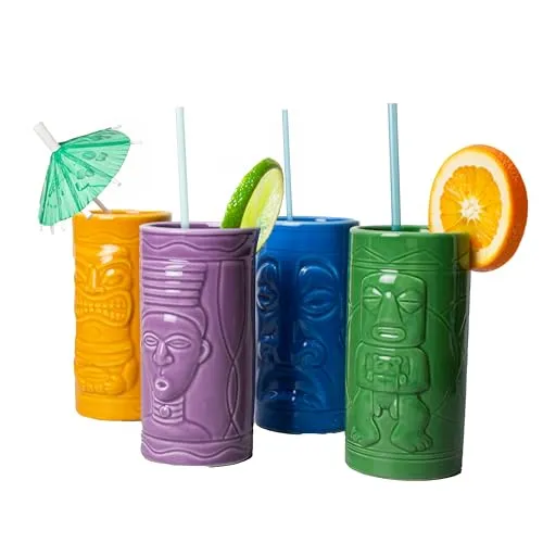 Bunte Keramik-Tiki-Partybecher Set von #winning
