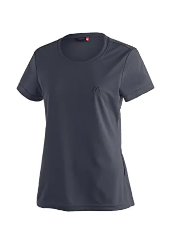 Maier Sports Waltraud Damen T-Shirt - Atmungsaktives Funktionsshirt für Wandern und Freizeit, mit schnelltrocknender Dryprotec Technologie und NFC-Chip für einfaches Recycling, Dunkelblau, Größe 46