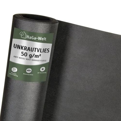 HaGa Unkrautvlies 50g/m² in 3,2m x 20m - Atmungsaktives Gartenvlies für effektiven Unkrautschutz im Garten mit hoher Reißfestigkeit