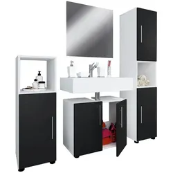 VCM 4-tlg. Badmöbelset Flandu II - Badmöbel-Set mit Unterschrank, Midischrank, Hochschrank und Spiegel, ideal für jedes Badezimmer dank zeitlosem Design und funktionaler Stauraumlösungen.