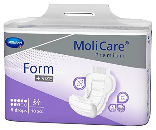 MoliCare Premium Form Plus SIZE Inkontinenzeinlagen, 8 Tropfen, zu verwenden mit MoliCare Premium Fixpants, 1x18 Stück
