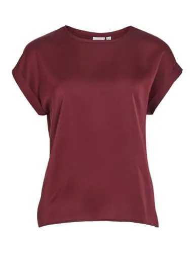 Vila VIELLETTE S/S Satin TOP - NOOS - Damen Bluse mit Rundhals-Ausschnitt, aus recyceltem Polyester, elegant und umweltfreundlich, ideal für stilbewusste Frauen.
