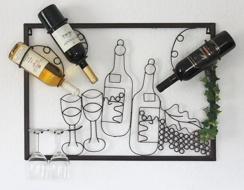 DanDiBo Weinregal mit Glashalter 64 cm - Stilvolles Wandregal für Weinflaschen und Gläser, aus hochwertigem Metall gefertigt – ideal für Weinliebhaber und als dekorativer Hingucker in jedem Raum.