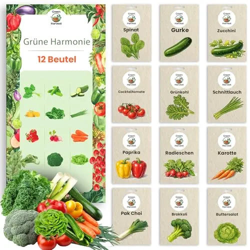 Produktbild TORAF Gemüsesamen Set 12 Ausgesuchte Sorten – Premium Saatgut für Garten, Balkon, Hochbeet
