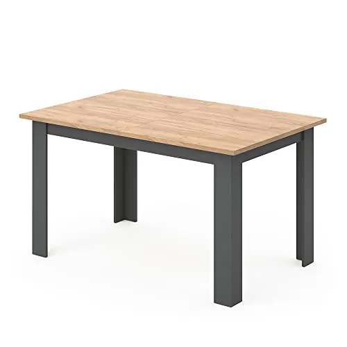 Vicco Esstisch Karlos, Goldkraft Eiche/Anthrazit, 140 x 90 cm - Esstisch in moderner Goldkraft Eiche/Anthrazit-Optik, ideal für gemütliche Familienessen und stilvolle Dinnerabende. Mit stabiler, fest montierter Tischplatte.