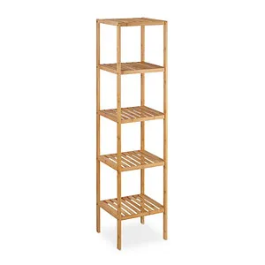 Relaxdays Badregal Braun 34x33x140 cm - Badschrank mit 5 Regalebenen für optimale Organisation, zeitloses Design in edlem Braun für jeden Einrichtungsstil und einfache Montage.