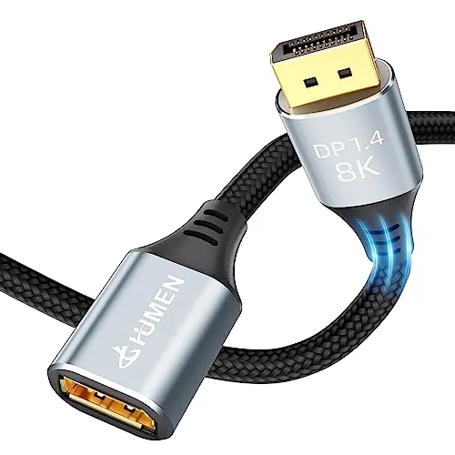 DGHUMEN 8k DisplayPort Kabel 1.4 1.5M, 8K@60Hz 4K@144Hz 32.4Gbps, HDR, HDCP 2.2, DP 1.4 Kabel für Gaming-Monitor, Grafikkarte TV Projektor