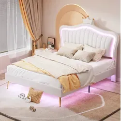 Kinderbett 140x200 Cm Mit Gepolstertem Gestell Und Led-beleuchtung