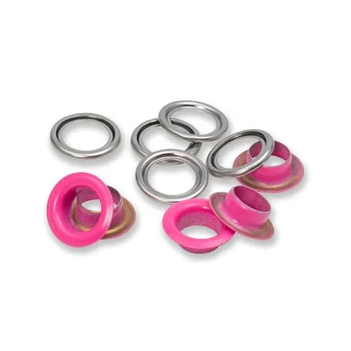 Prym 542549 Ösen mit Scheiben, 11 mm, pink/silberfarbig