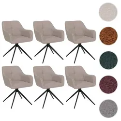 6er-Set Esszimmerstuhl HWC-O47, drehbar mit Armlehne, beige