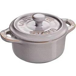 Mini Cocotte rund Antikgrau 10 cm - Kleine, elegante Cocotte aus Gusseisen, ideal für individuelle Portionen und perfekte Garergebnisse in der Küche.