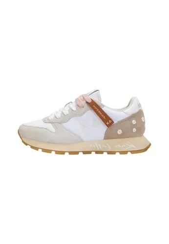 SUN 68 Damen Sneaker Ally Vintage in Weiß und Taupe, Größe 37 EU - Stylische Damen Sneaker im Vintage-Look, optimal für Streetwear. Aus hochwertigem Leder und Textil gefertigt, bieten sie Komfort und eine perfekte Passform.