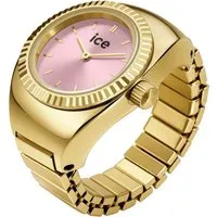 Ice-Watch 025518 Ringuhr Chouchou in Gold-Rosa - Stilvolle Fingeruhr mit analoger Zeitanzeige, aus hochwertigem Edelstahl, elastisch und batteriebetrieben, mit elegantem roséfarbenem Zifferblatt und wasserdicht bis 3 bar. Perfekt für jeden Anlass.