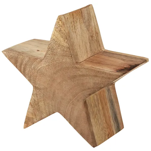 Holzdeko Stern Mangoholz Natur Tischdeko Ø20cm Weihnachtsdeko Wohnzimmer