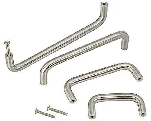 Stahlia Möbelgriffe Edelstahl 192mm Lochabstand Schrankgriffe Bügelgriff Ø 10mm Griffe für Möbel Küche Badmöbel Schränke Kommoden massiv gebürstet