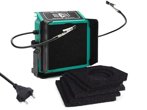 Produktbild YIHUA 948DQ-I Lötdampf-Absaugventilator Lötrauchabsorber-Entferner Neigbarer Winkel mit helfenden Händen 6 Extra-Lüfterfilter zum Löten von Holzverbrennungen und mehr (EU PLUG)
