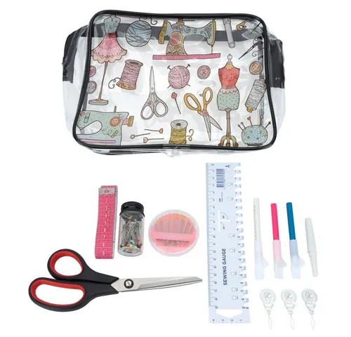 Nähwelt Flach Aufbewahrungsbox - Nähzubehör-Set mit 8 Utensilien - Praktisches Nähzubehör-Set für vielseitige Näharbeiten. Ideal für Nähbegeisterte, die ihr Zubehör übersichtlich aufbewahren möchten. Hochwertige Werkzeuge in kompakter Zubehörtasche für einfachen Transport und schnellen Zugriff.