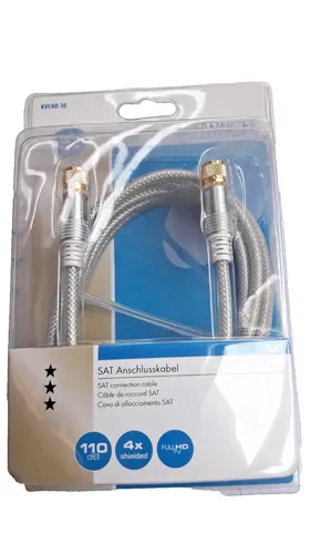 Sat Anschlusskabel 3m f-Stecker Antennenkabel 4-fach geschirmt SCHWAIGER 505733