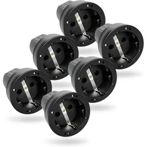 Greate Schutzkontakt-Kupplung 503040-6, IP44, Gummi, schwarz, 6 Stück