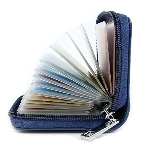 AirZyx Kreditkartenetui Damen Herren Leder RFID Schutz Reißverschluss (Blau)