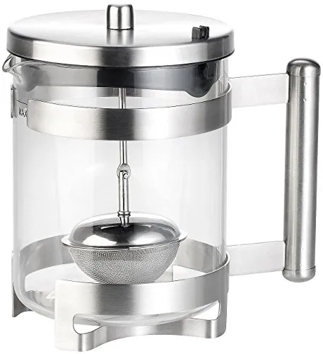 Rosenstein & Söhne Glasteekanne 1 l - Dobin-Teekanne aus hitzebeständigem Borosilikatglas mit praktischem, integrierten Teesieb für köstliche Teemomente – spülmaschinenfest und modernes Design.