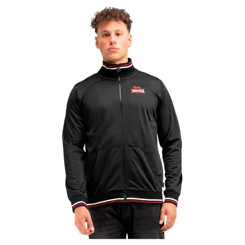 Lonsdale Herren Trainingsjacke IRTHING in Black/Red/Ecru - XXL - Funktionsjacke aus 100% Polyester, ideal für sportliche Aktivitäten mit praktischen Taschen und stylischen Logos.