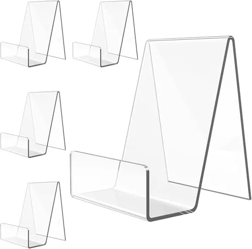 Acryl Buchständer, 5 Stück Buchstütze, 10,5 x 9 x 7,5CM Klarer Tischständer Schräg, Tablet Halter für Bücher, Notebooks, Bilderalben, Bilderbücher