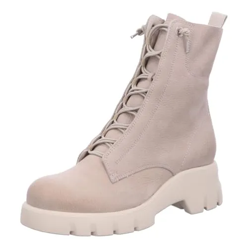 Paul Green 8216-036 Damen Boots in Beige - Wanderschuhe aus hochwertigem Nubukleder, klassischer Stil mit bequemer Gummisohle und 3 cm Absatzhöhe für optimalen Komfort bei jedem Schritt.