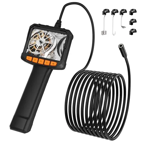 Pancellent Endoskop Kamera mit Licht, 1920P Inspektionsschlange, Mit HD-Farbdisplay, Endoskop, Wasserdichtes industrielles Endoskop mit 8 verstellbaren LED-Lichtern, halbstarrer Kabelkanalkamera
