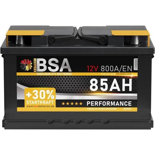 Autobatterie 85Ah 12V 800A/EN BSA Starterbatterie ersetzt 75Ah 77Ah 80Ah 90Ah