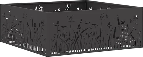 vidaXL Feuerplatz Schwarz 80 x 80 cm - Moderner Feuerplatz aus rostbeständigem, pulverbeschichtetem Stahl, ideal für Garten und Balkon. Schafft eine einladende Atmosphäre und ist hitzebeständig für gemütliche Abende im Freien.