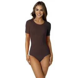 Alkato Kurzarmbody Kurzarm Bodysuit mit Rundhalsausschnitt braun XL (Long 170-176 cm)
