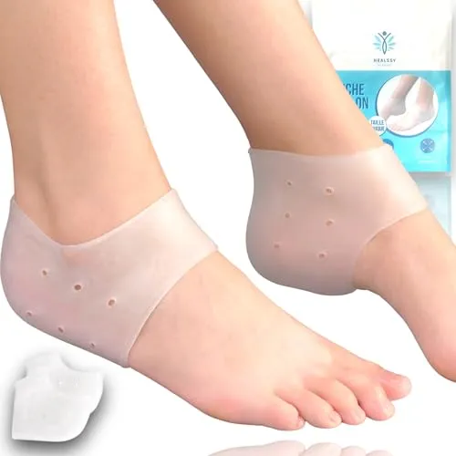 Premium Fersenpolster mit Gel – Stoßdämpfung mit Gel SEBS, Medizinische Linderung bei Fersenschmerzen, Fasciitis Plantaris und Fersensporn, Hydratation für rissige Fersen, Vorbeugung von Blasen