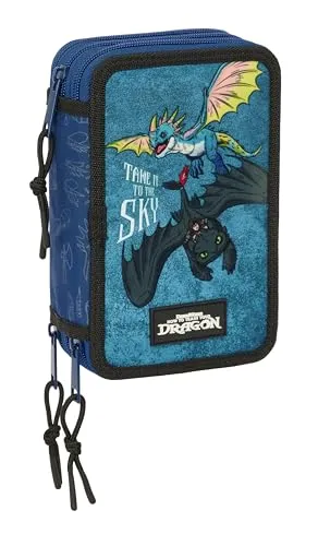 So trainieren Sie Ihren Dragon: Schuletui mit 37 Utensilien, Federmäppchen für Kinder, ideal für Kinder von 5 bis 14 Jahren, bequem und vielseitig, Qualität und Widerstandsfähigkeit, 12,5 x 5,5 x 19,5